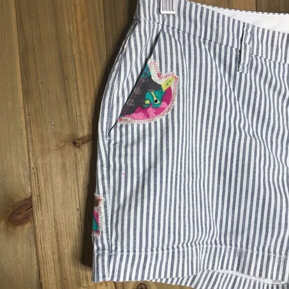 Old Navy Pin Striped Cargo OOAK Upcycled “ Birdie” Shorts  Substainable Fashion - Picture 5 of 14